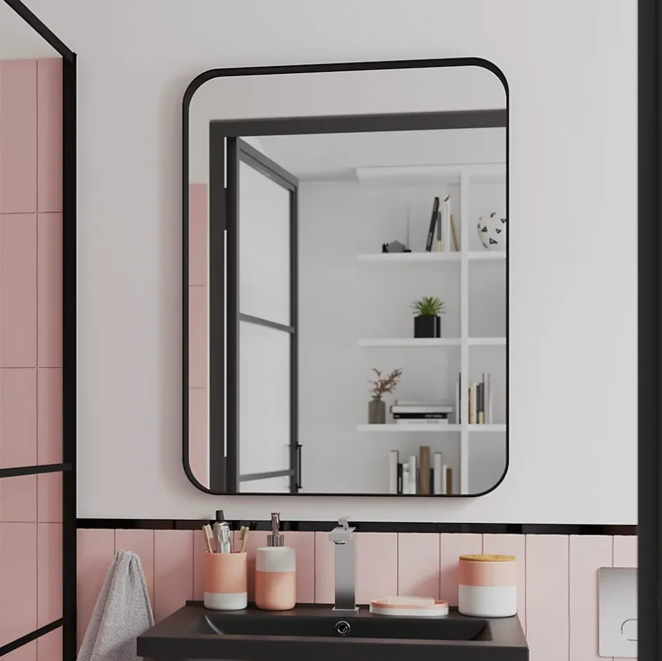 GoodHome Miroir salle de bains rectangulaire 40x60 cm Tisa noir* Miroir Simple