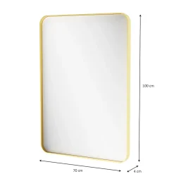 GoodHome Miroir salle de bains rectangulaire 100x70 cm, doré, Tisa