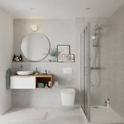 GoodHome Miroir salle de bains rond Ø80 cm, blanc, Tisa