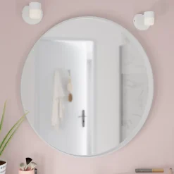 GoodHome Miroir salle de bains rond Ø80 cm, blanc, Tisa