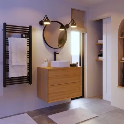 GoodHome Miroir salle de bains rond diamètre 80 cm Tisa noir* Miroir Simple