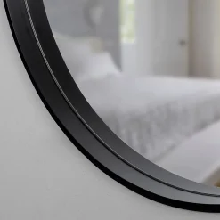 GoodHome Miroir salle de bains rond diamètre 80 cm Tisa noir* Miroir Simple