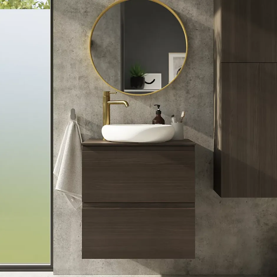 GoodHome Miroir salle de bains rond diamètre 60 cm Tisa doré