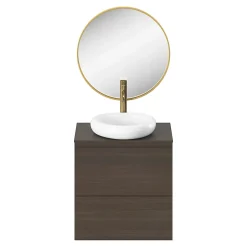 GoodHome Miroir salle de bains rond diamètre 60 cm Tisa doré