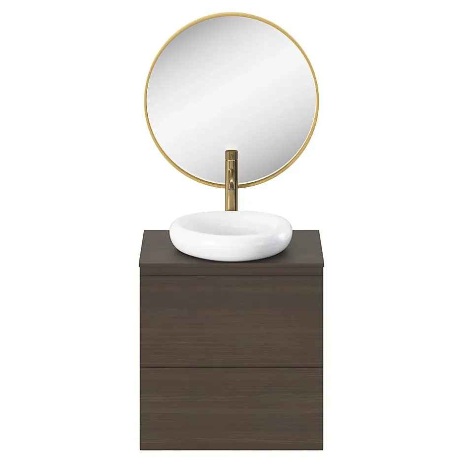 GoodHome Miroir salle de bains rond diamètre 60 cm Tisa doré