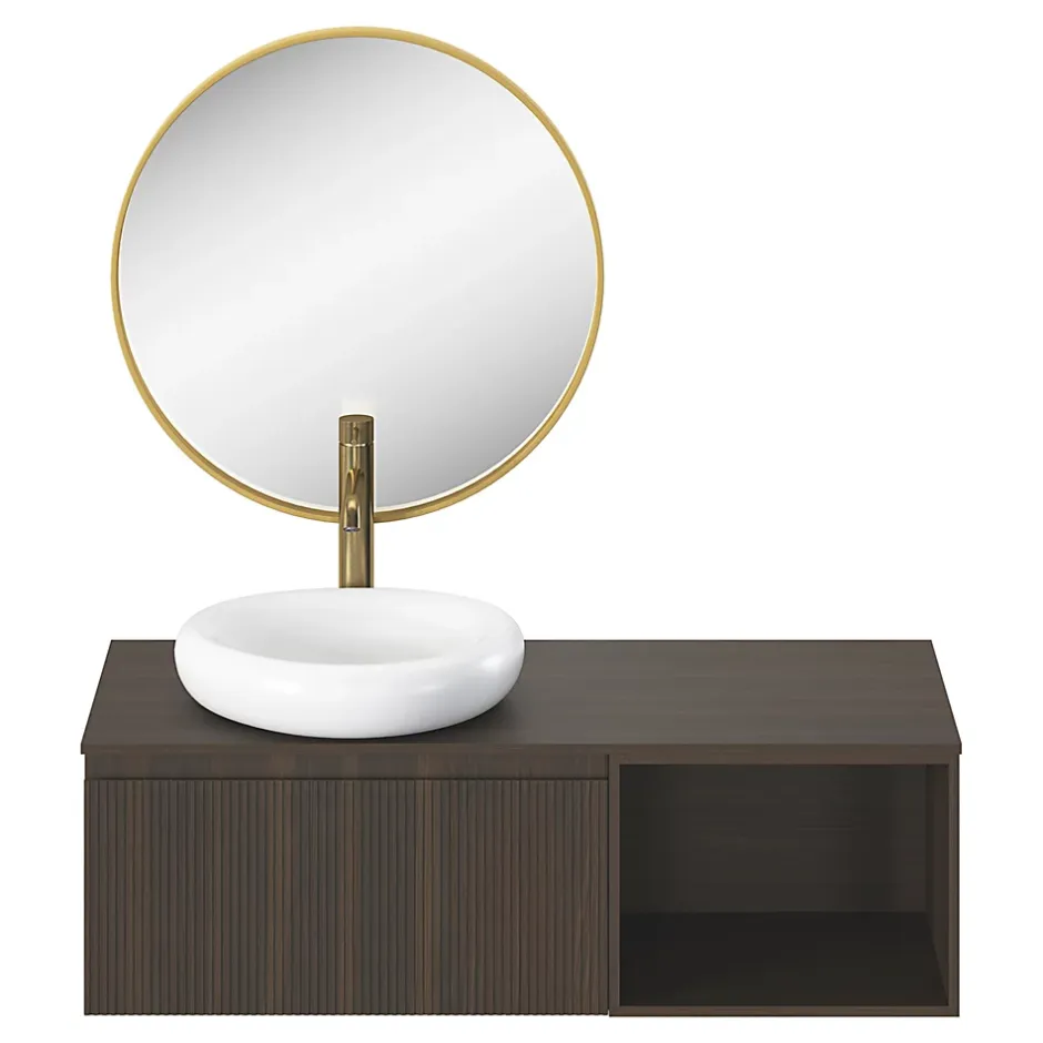 GoodHome Miroir salle de bains rond diamètre 60 cm Tisa doré