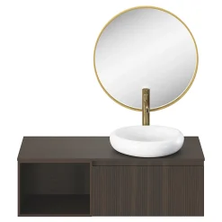 GoodHome Miroir salle de bains rond diamètre 60 cm Tisa doré