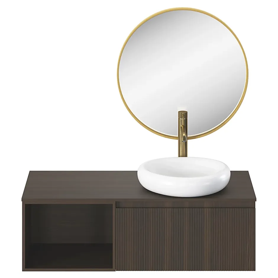 GoodHome Miroir salle de bains rond diamètre 60 cm Tisa doré