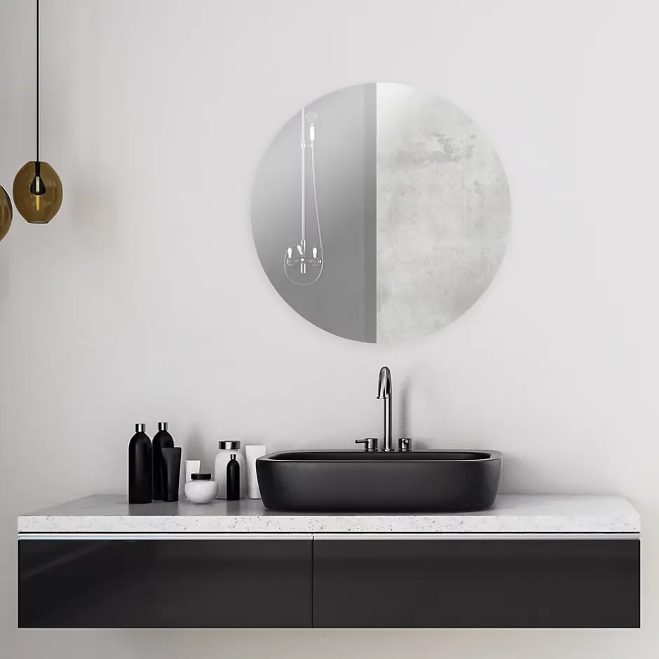 Miroir salle de bains rond diamètre 40 cm Dunnet noir