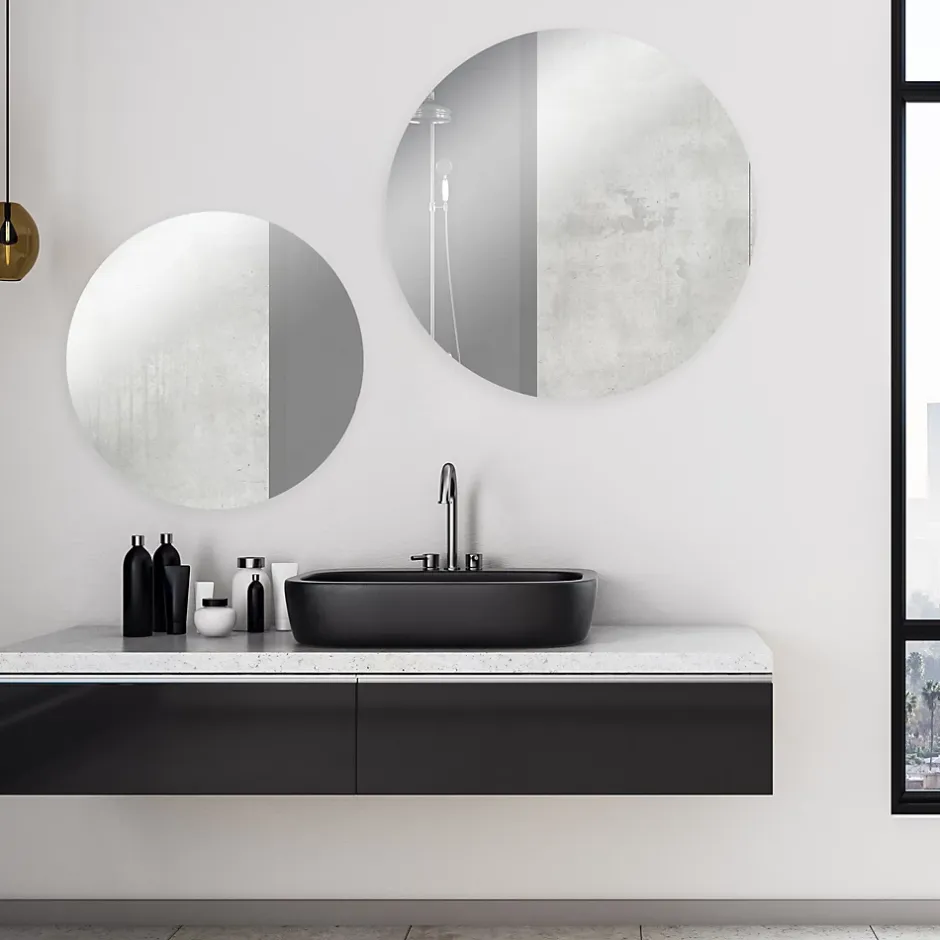Miroir salle de bains rond diamètre 40 cm Dunnet noir