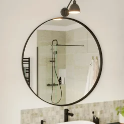 GoodHome Miroir salle de bains rond Ø100 cm, noir, Tisa