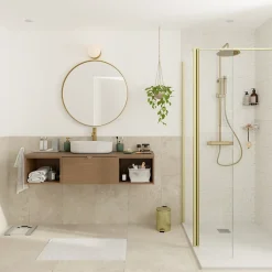 GoodHome Miroir salle de bains rond diamètre 80 cm Tisa doré