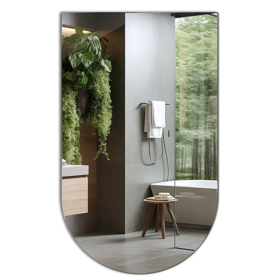 Tulup Miroir Semi-Ovale 45 x 80 cm Design moderne mural* Miroir Simple