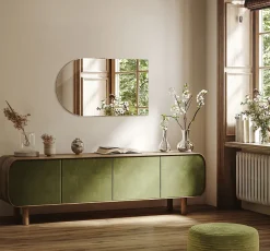 Tulup Miroir Semi-Ovale 45 x 80 cm Design moderne mural* Miroir Simple