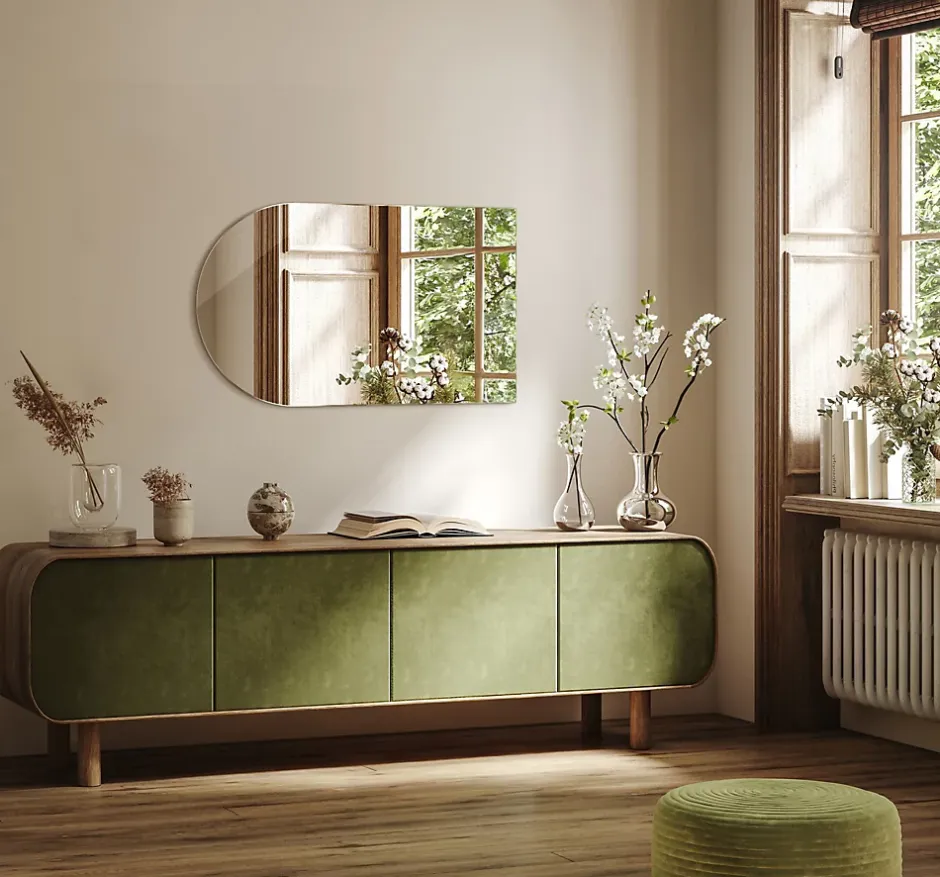 Tulup Miroir Semi-Ovale 45 x 80 cm Design moderne mural* Miroir Simple