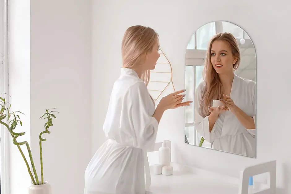 Tulup Miroir Semi-Ovale 45 x 80 cm Design moderne mural* Miroir Simple