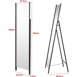Helloshop26 Miroir sur pied 160 x 43 noir* Miroir Simple