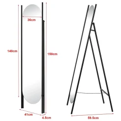 Helloshop26 Miroir sur pied 150 x 41 noir* Miroir Simple