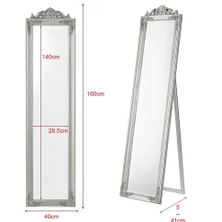 Helloshop26 Miroir sur pied inclinable 160 x argente
