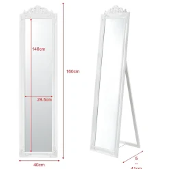 Helloshop26 Miroir sur pied inclinable 160 x blanc* Miroir Simple