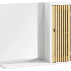 Homcom Miroir étagère style cosy - armoire miroir salle de bain 1 porte - bambou blanc