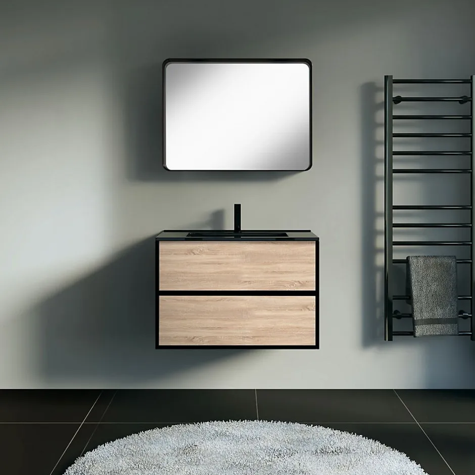 Essebagno Miroir 80x60 noir mat Indus* Miroir Simple