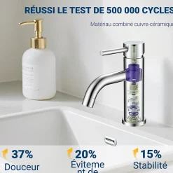 AICA Sanitaire Mitigeur acier inoxydable 304, pour cuisine/salle de bain/lavabo/toilettes invités, avec tuyau, eau chaude/froide, argent* Robinet Lavabo Et Vasque