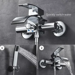 Auralum Max Mitigeur baignoire avec douchette Salle de Bain Robinet de baignoire avec Douchette Chrome* Robinet De Baignoire