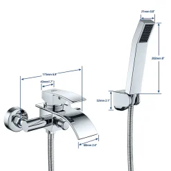 Auralum Max Mitigeur baignoire avec douchette Salle de Bain Robinet de baignoire avec Douchette Chrome* Robinet De Baignoire