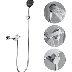 Auralum Max Mitigeur baignoire avec douchette Salle de Bain Robinet de baignoire avec 5 Fonctions Douchette Chrome