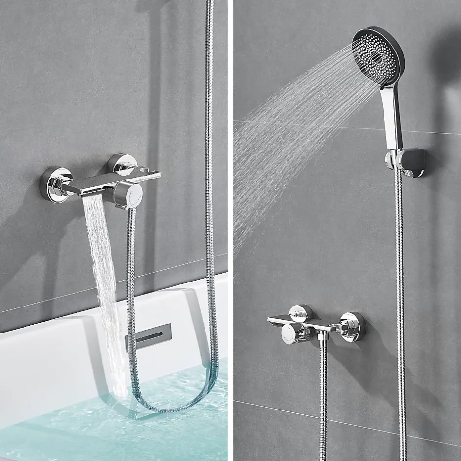 Auralum Max Mitigeur baignoire avec douchette Salle de Bain Robinet de baignoire avec 5 Fonctions Douchette Chrome