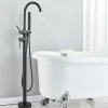 Signature Mitigeur baignoire îlot Noir mat, Bec cascade, Douchette, Laiton massif* Robinet De Baignoire