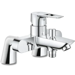 Grohe Mitigeur baignoire monocommande Start Loop chromé + Colonnettes Luxe chromé