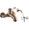 Rav Mitigeur baignoire mural LABE en laiton bronze-Bronze-Avec douchette à support pivotant-Bronze--26 -* Robinet De Baignoire
