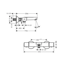 Hansgrohe Mitigeur baignoire thermostatique Ecostat Universal chromé* Robinet De Baignoire