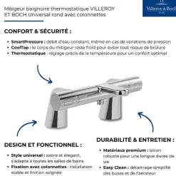 Villeroy & Boch Mitigeur baignoire thermostatique VILLEROY ET BOCH Universal rond avec colonnettes