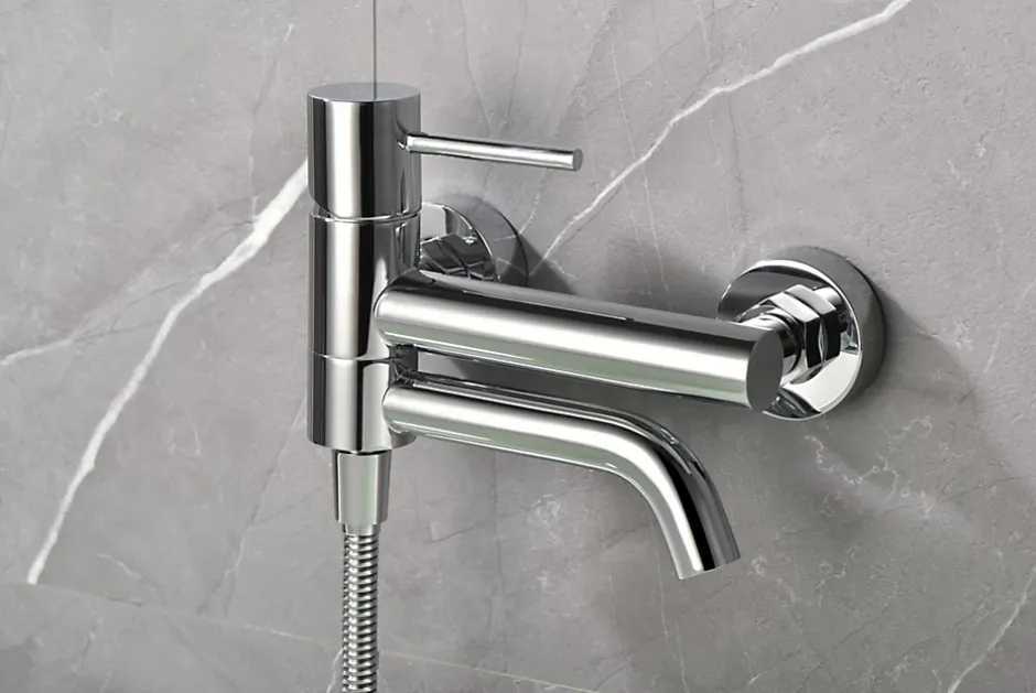 Imex Products Mitigeur baignoiredouche chrome en laiton et zamac avec flexible PVC 180 cm* Robinet De Baignoire
