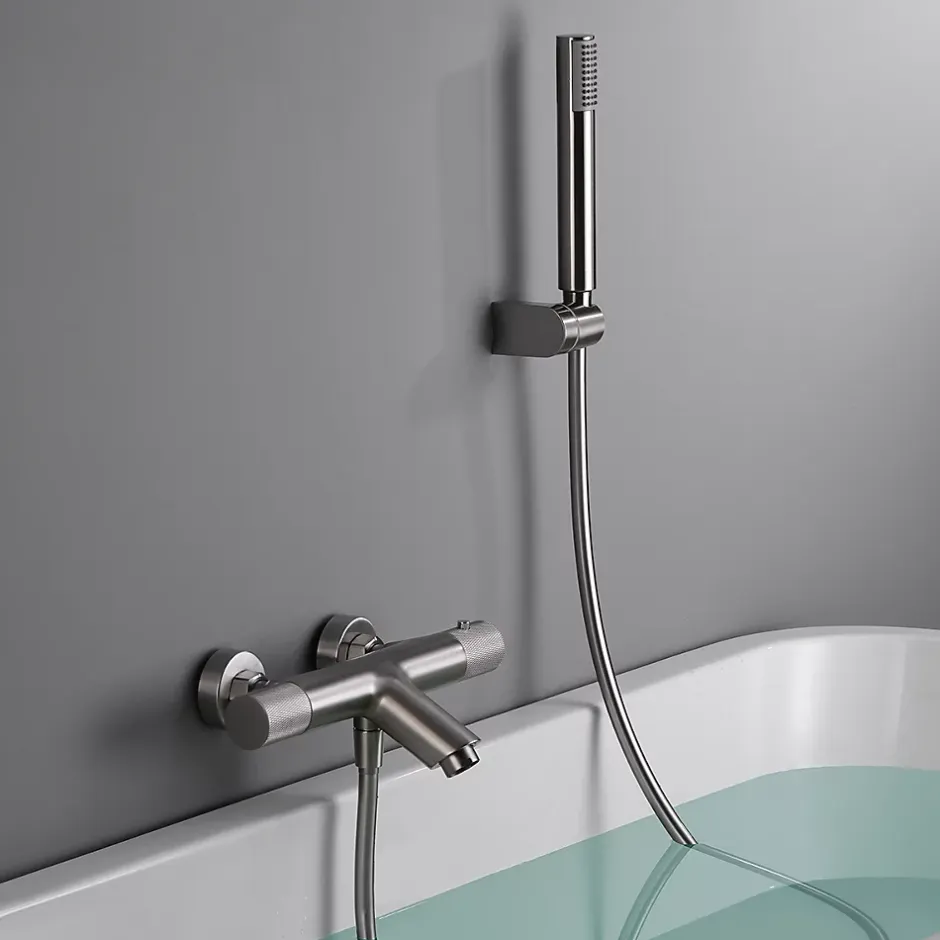 Imex Products Mitigeur baignoiredouche thermostatique nickel brosse en laiton et zamak