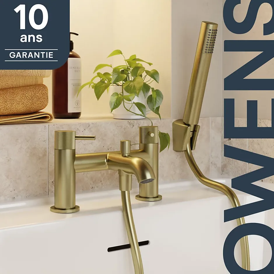 GoodHome Mitigeur bain douche + douchette, laiton doré, Owens