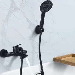 Homelody Mitigeur Bain Douche Mecanique Robinet de Douche Bain Mecanique Monocommande Double Sortie Mural Acier Inoxydable Noir* Robinet De Baignoire