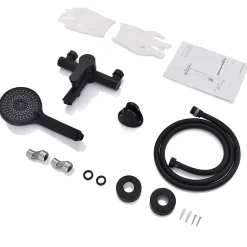 Homelody Mitigeur Bain Douche Mecanique Robinet de Douche Bain Mecanique Monocommande Double Sortie Mural Acier Inoxydable Noir* Robinet De Baignoire