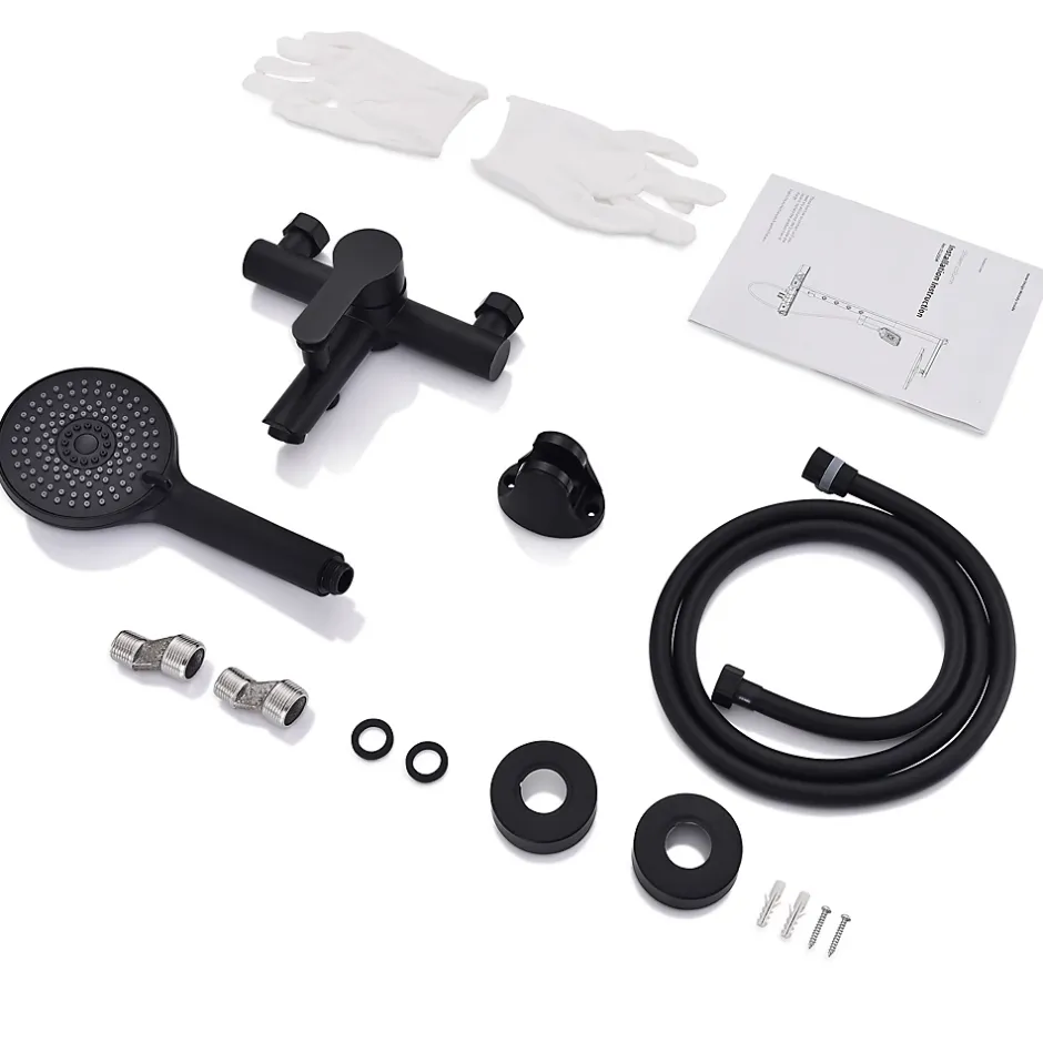 Homelody Mitigeur Bain Douche Mecanique Robinet de Douche Bain Mecanique Monocommande Double Sortie Mural Acier Inoxydable Noir* Robinet De Baignoire