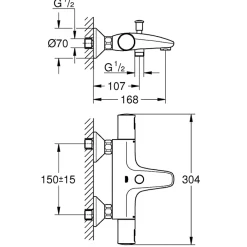 Grohe Mitigeur bain douche thermostatique Precision Start noir