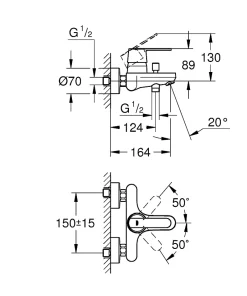 Grohe Mitigeur bain/douche 2 trous Get finition chromé