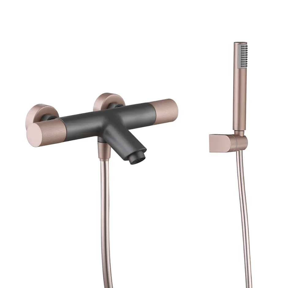 Imex Mitigeur Bain/Douche Anti-Calcaire Thermostatique Gris et Champagne LINE BTD038-4GC* Robinet De Baignoire