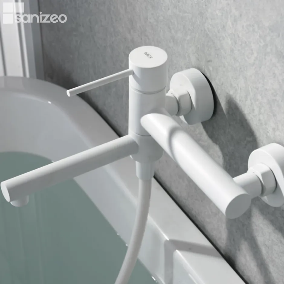 Imex Mitigeur Bain/Douche Anti-Calcaire Blanc Mat MILOSSTICK BDYS045-4BL* Robinet De Baignoire