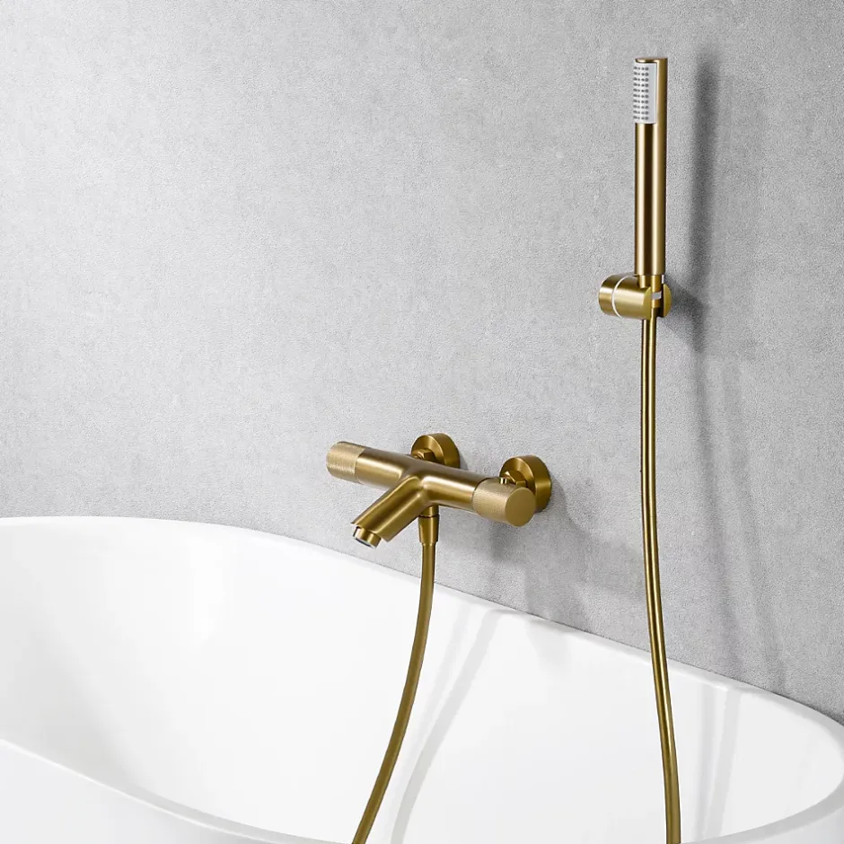 Imex Mitigeur Bain/Douche Anti-Calcaire Thermostatique Or Brossé LINE BTD038-4OC* Robinet De Baignoire