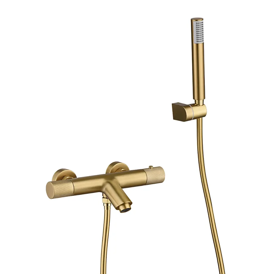 Imex Mitigeur Bain/Douche Anti-Calcaire Thermostatique Or Brossé LINE BTD038-4OC* Robinet De Baignoire