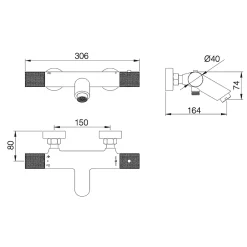 Imex Mitigeur Bain/Douche Anti-Calcaire Thermostatique Or Brossé LINE BTD038-4OC* Robinet De Baignoire