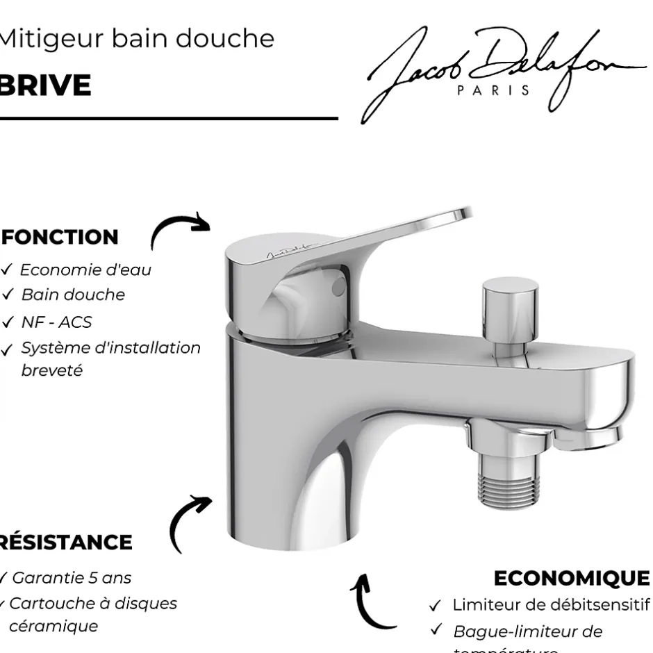 Jacob Delafon Mitigeur bain-douche Brive - - Gris